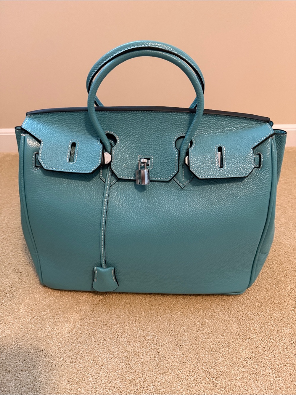 Structured Teal Top-Handle Satchel